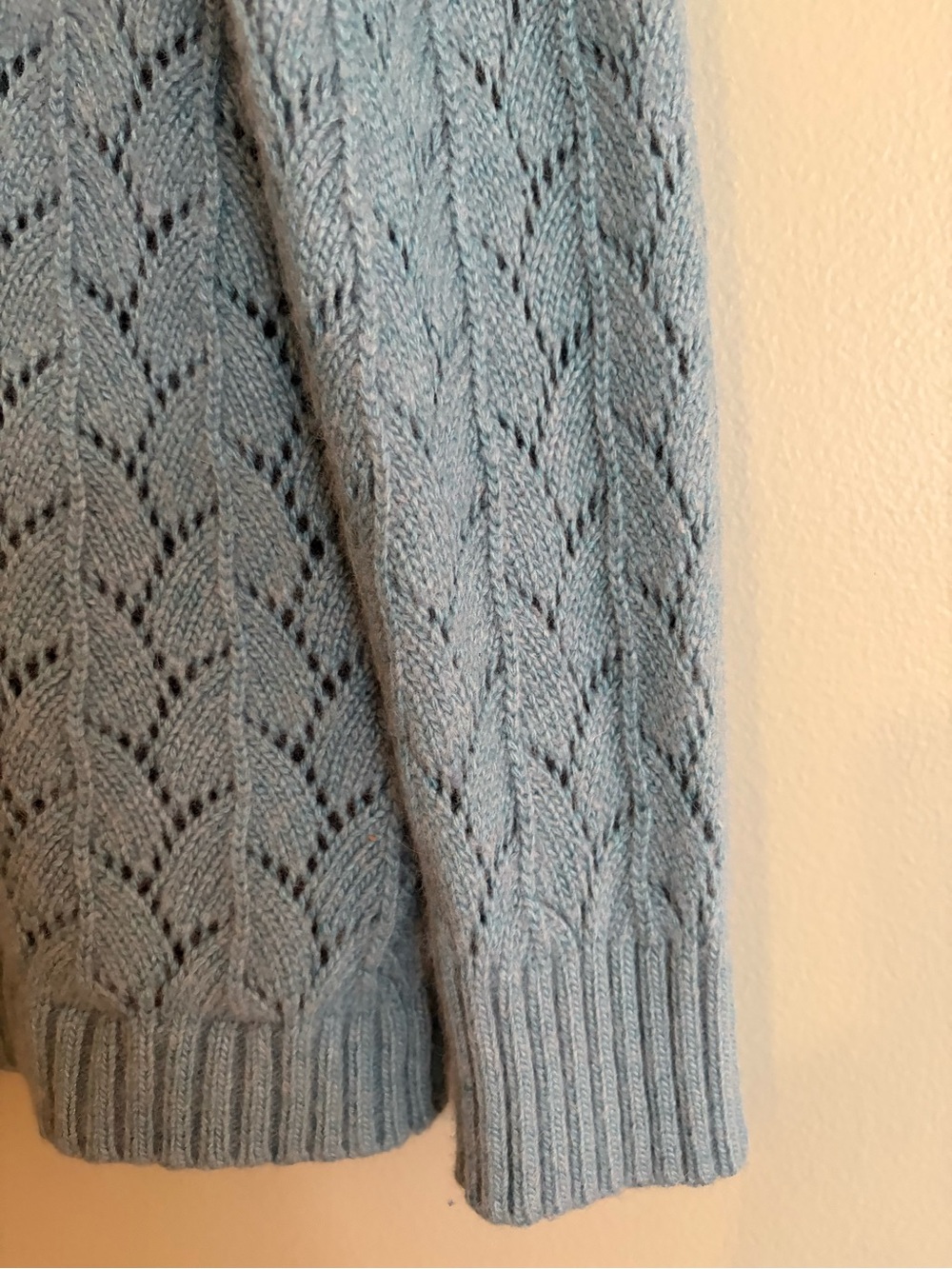 LL Bean Cardigan M Blue Lambswool Angora Cashmere Knit Grandmacore Cottagecore - Picture 12 of 16